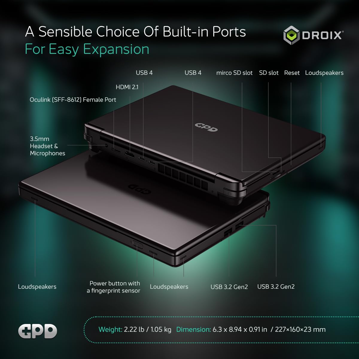 GPD Win MAX 2 2025 PC portátil para jogos com AMD Ryzen AI 9 HX 370,